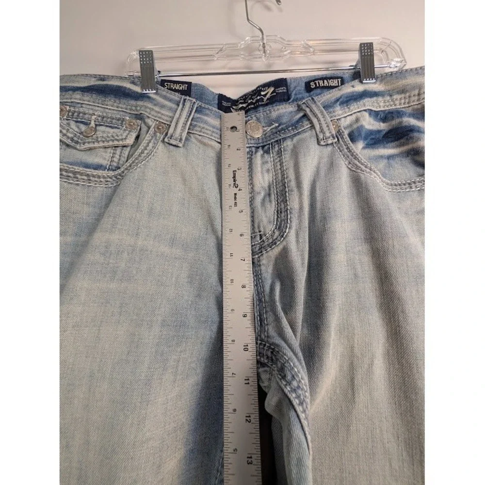 Seven 7 Jeans Mens 36x32 (Fits 38.5x31.5) Blue Flap Pockets Thick Stitch Soft